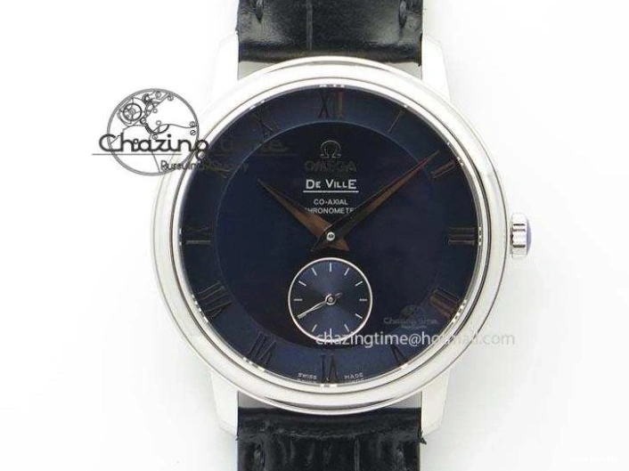 0311 De Ville MK 1:1 Best Edition SS Blue Dial On Black Leather Asian Seagull T1701 (Sec@6) Casual 8242